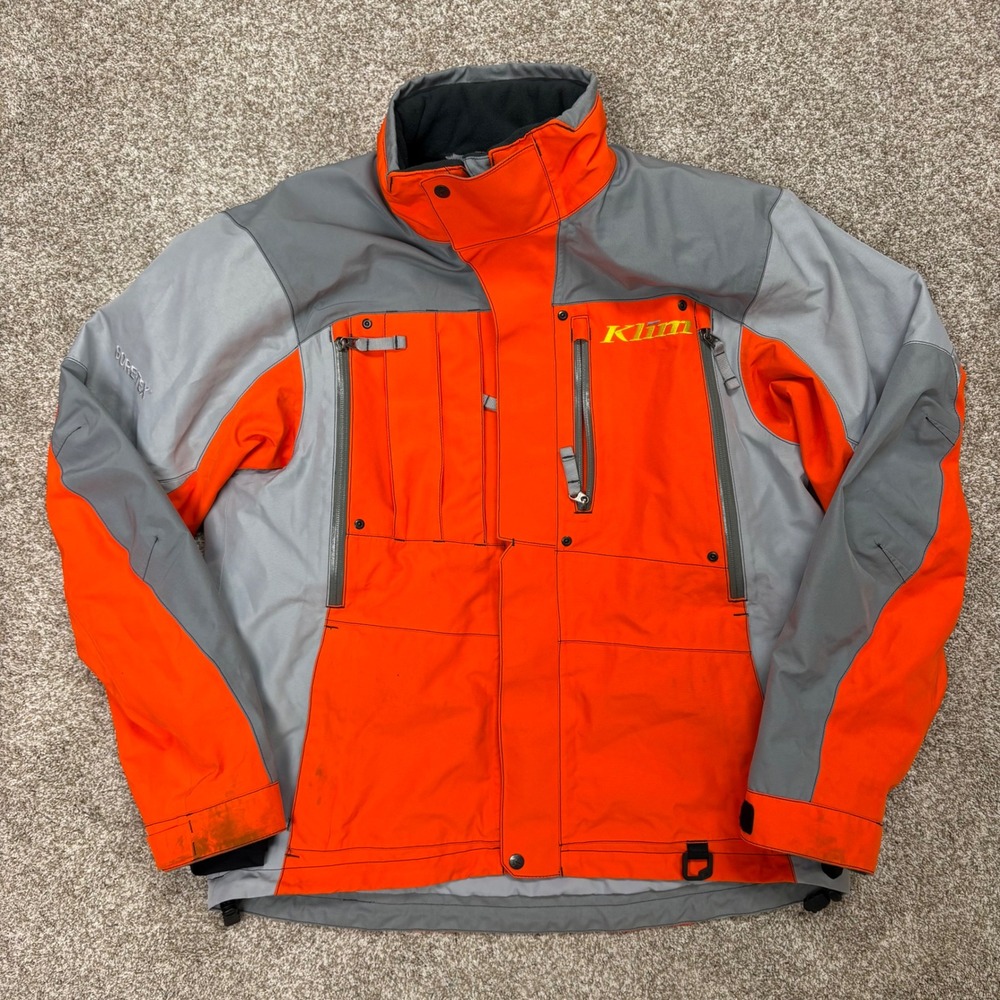 Klim Tomahawk Jacket Mens Large Orange Gray Goretex Ski Snowmobile 3371